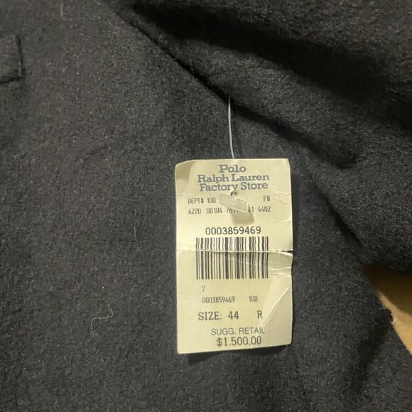 NWT Polo University Ralph Lauren Top Coat Men 44 R Navy Pure Cashmere $1500 READ - Picture 7 of 13